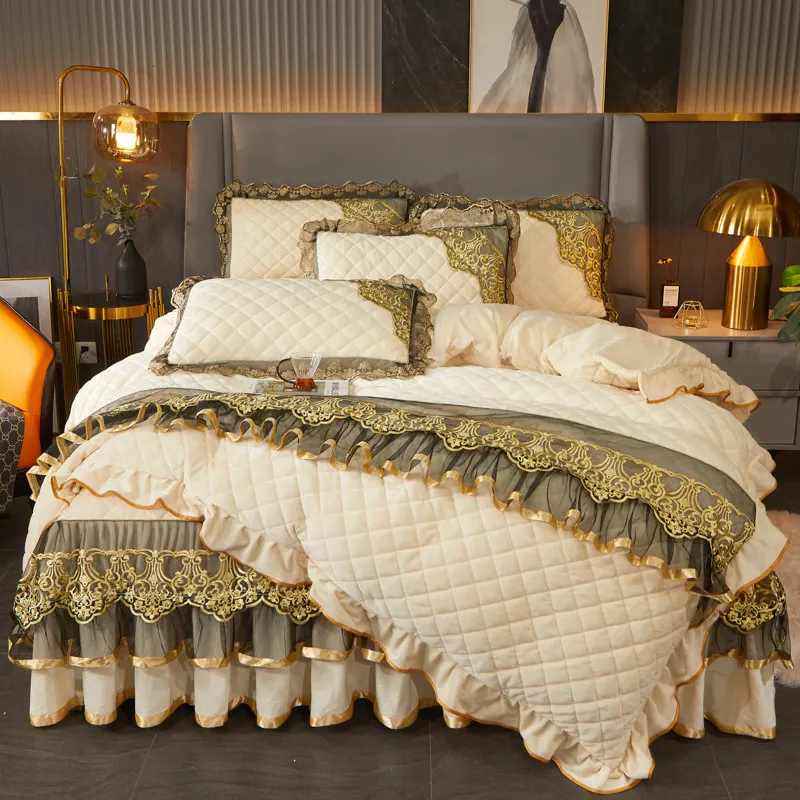 Embroidery Ai - AIWINSURE-Winter 4-delige beddengoedset, Queen, fluwelen beddengoedset,