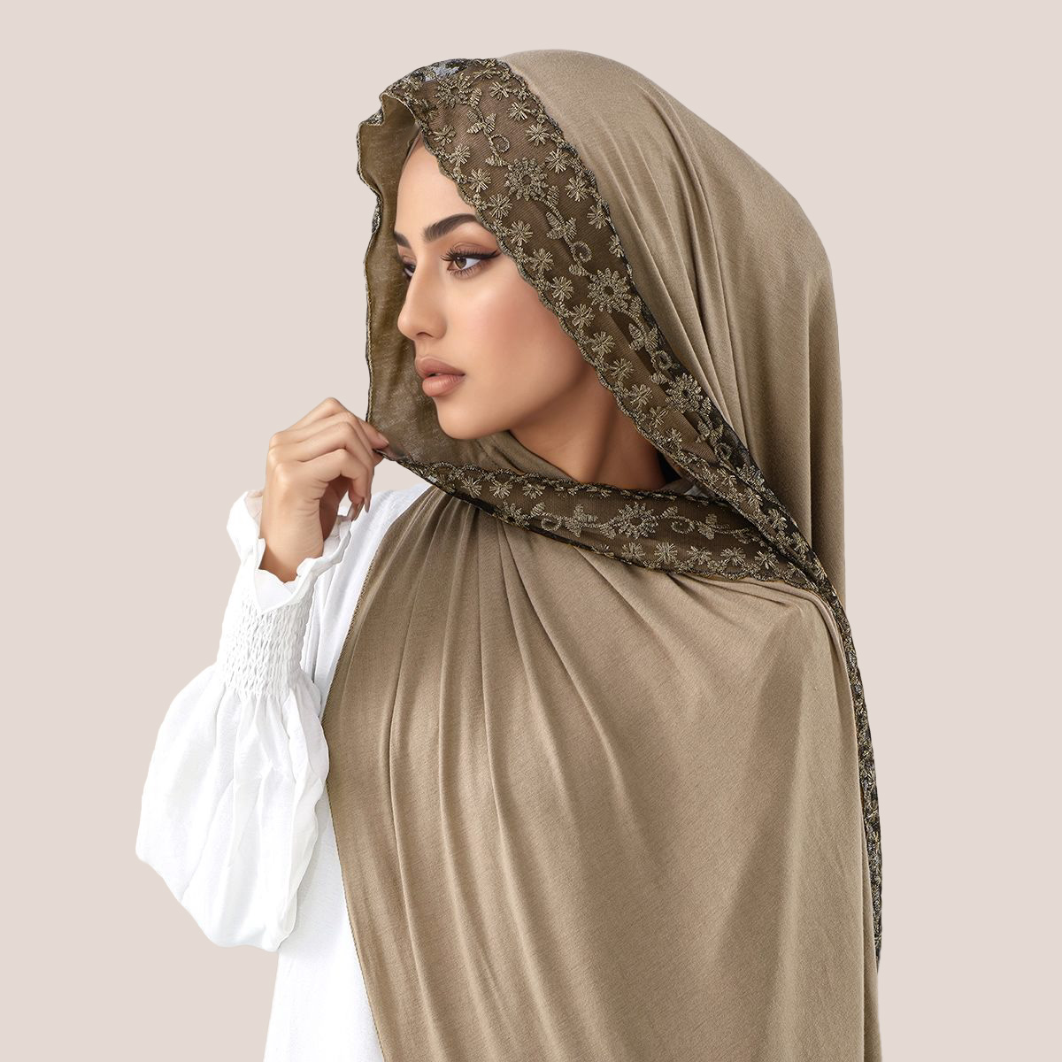 Embroidery Fashion - Kant Borduren Katoen Jersey Moslim Hijab