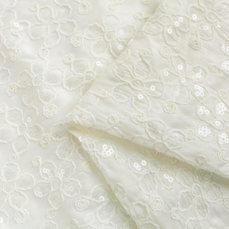 Embroidery Design 3D - Nieuwe 3D-touw geborduurde bloemenjacquardstof met pailletten