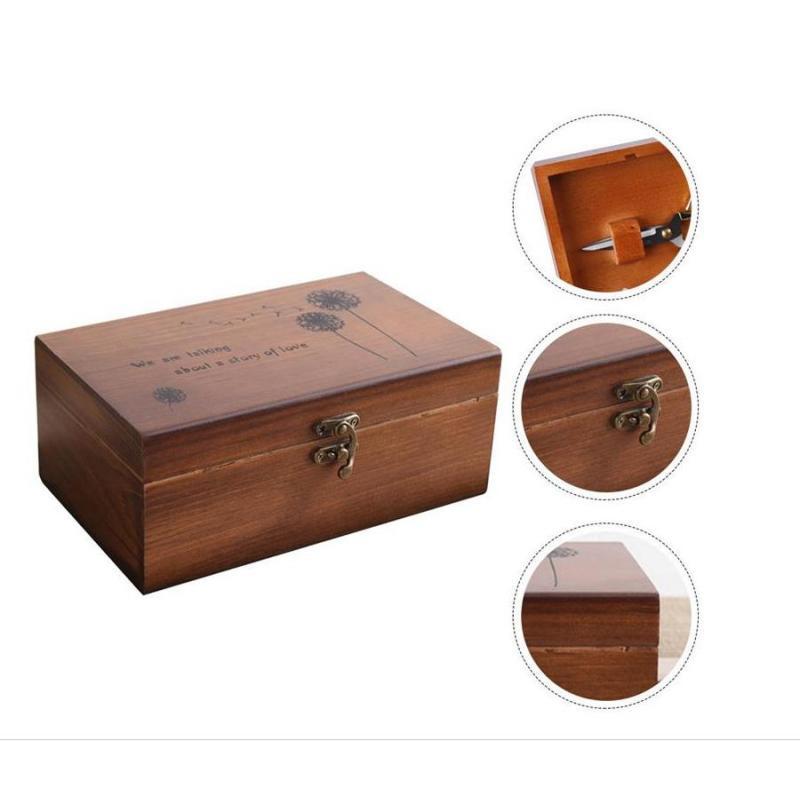 Embroidery Artwork - Houten naaigerei-organizer met drie compartimenten, opbergdoos