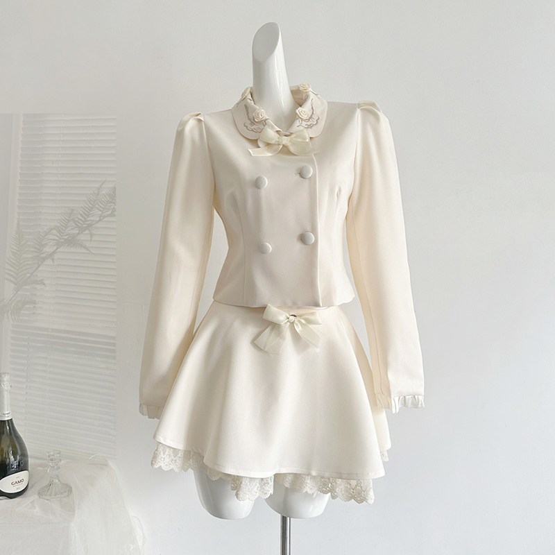 Embroidery Jacket - 2-delige sets voor dames, handgemaakte bloemen