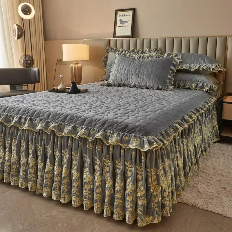 Embroidery Ai - AI WINSURE-luxe fluwelen lakenset met kussensloop,