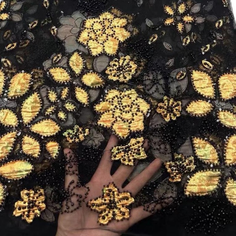 Embroidery Ai - Luxe Franse applique borduurwerk kant stof