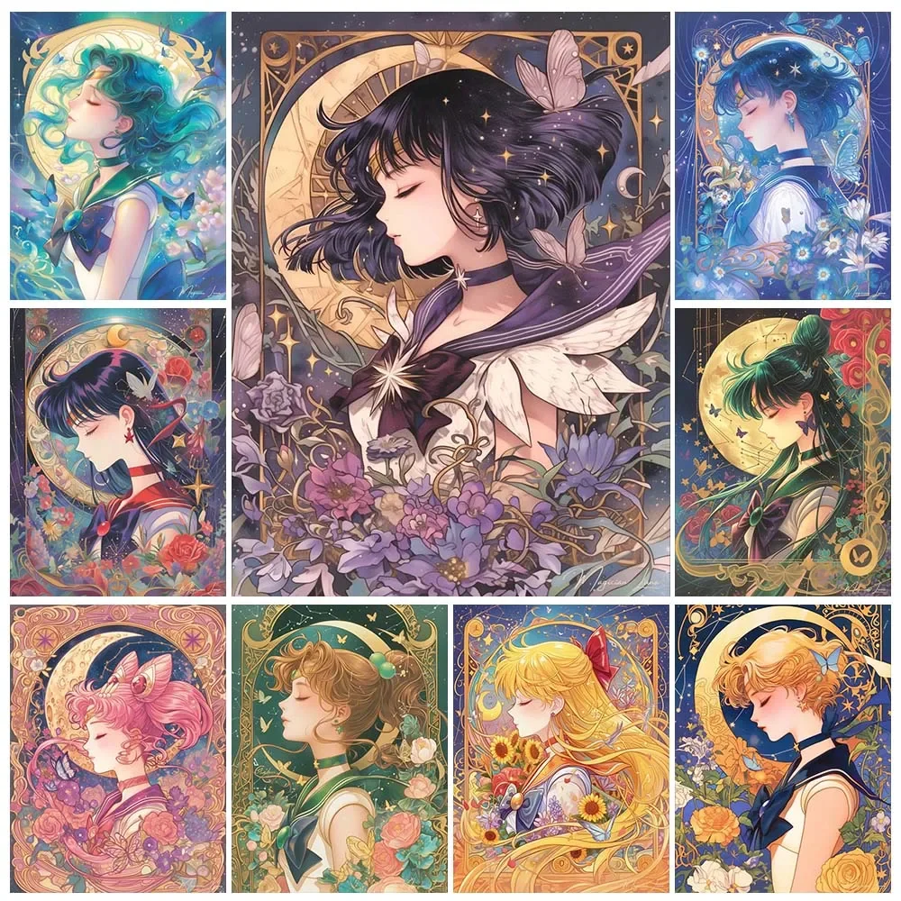 Embroidery Gift Ideas - Cartoon Anime Diamant Schilderij Schoonheid Maan