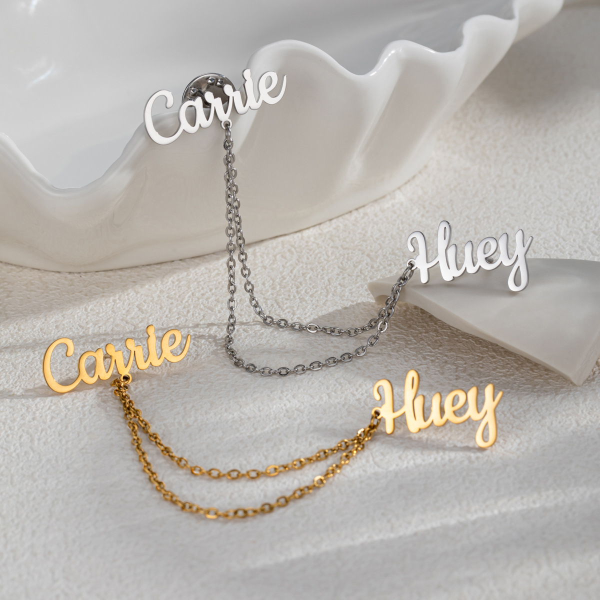 Embroidery Name - Mode 2 Namen DIY Aangepaste Pins