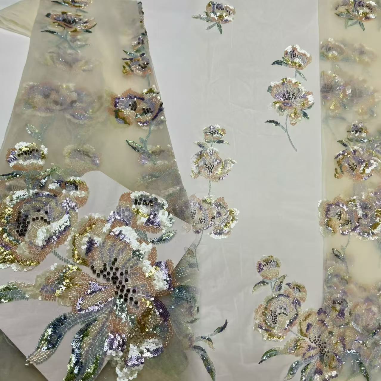 Embroidery Net Fabric - Nieuwe aanwinst Nigeriaanse kantstof, hoogwaardige bloemenborduurwerk