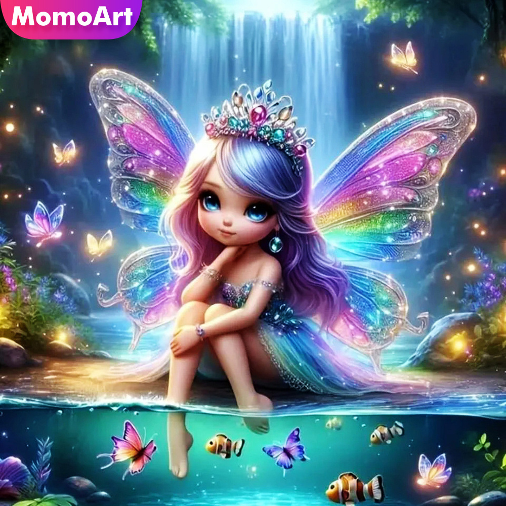 Embroidery Uae - Momoart meisje diamant mozaïek portret nieuwe