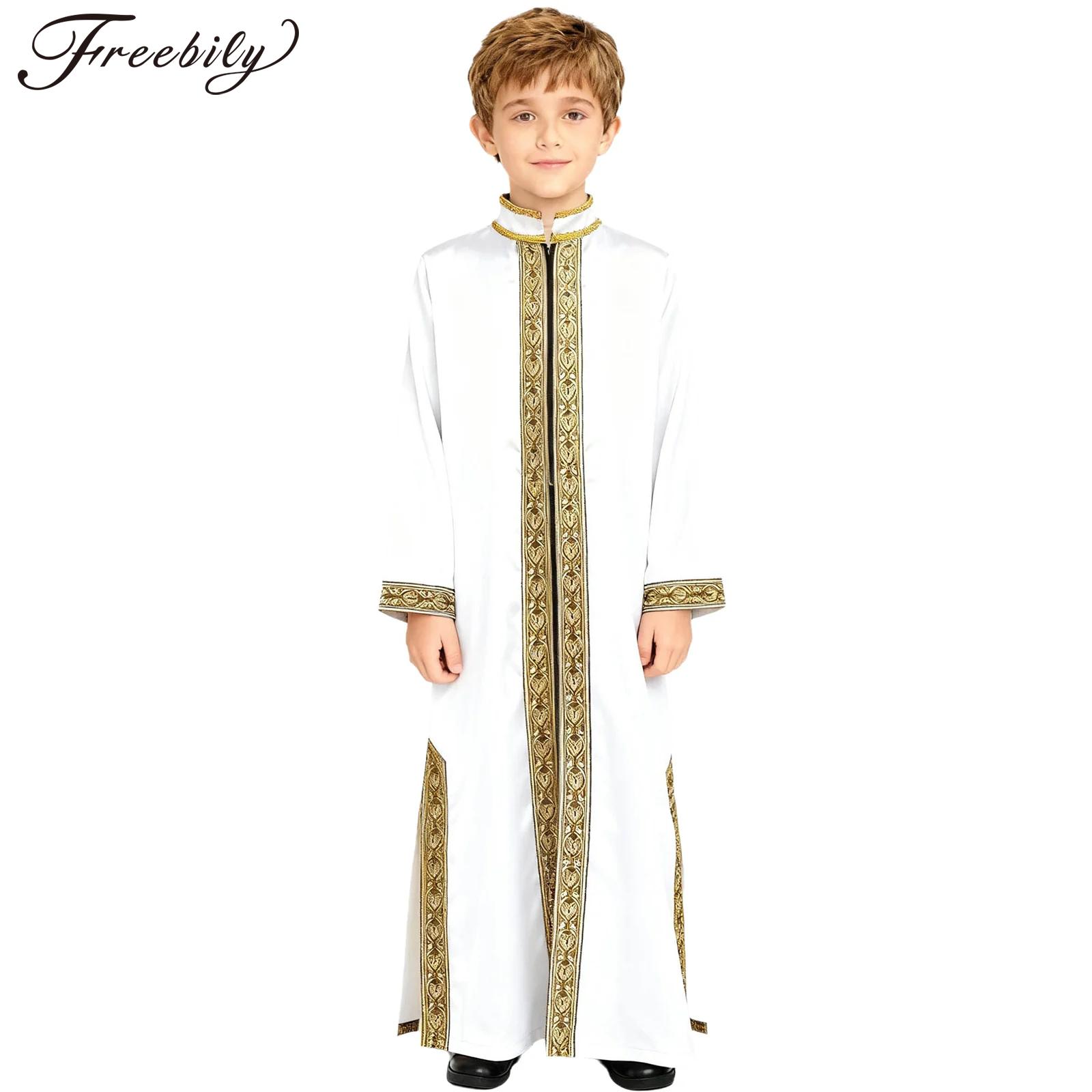 Embroidery Jacket - Jongens gouden borduurwerk maxi moslim thobe