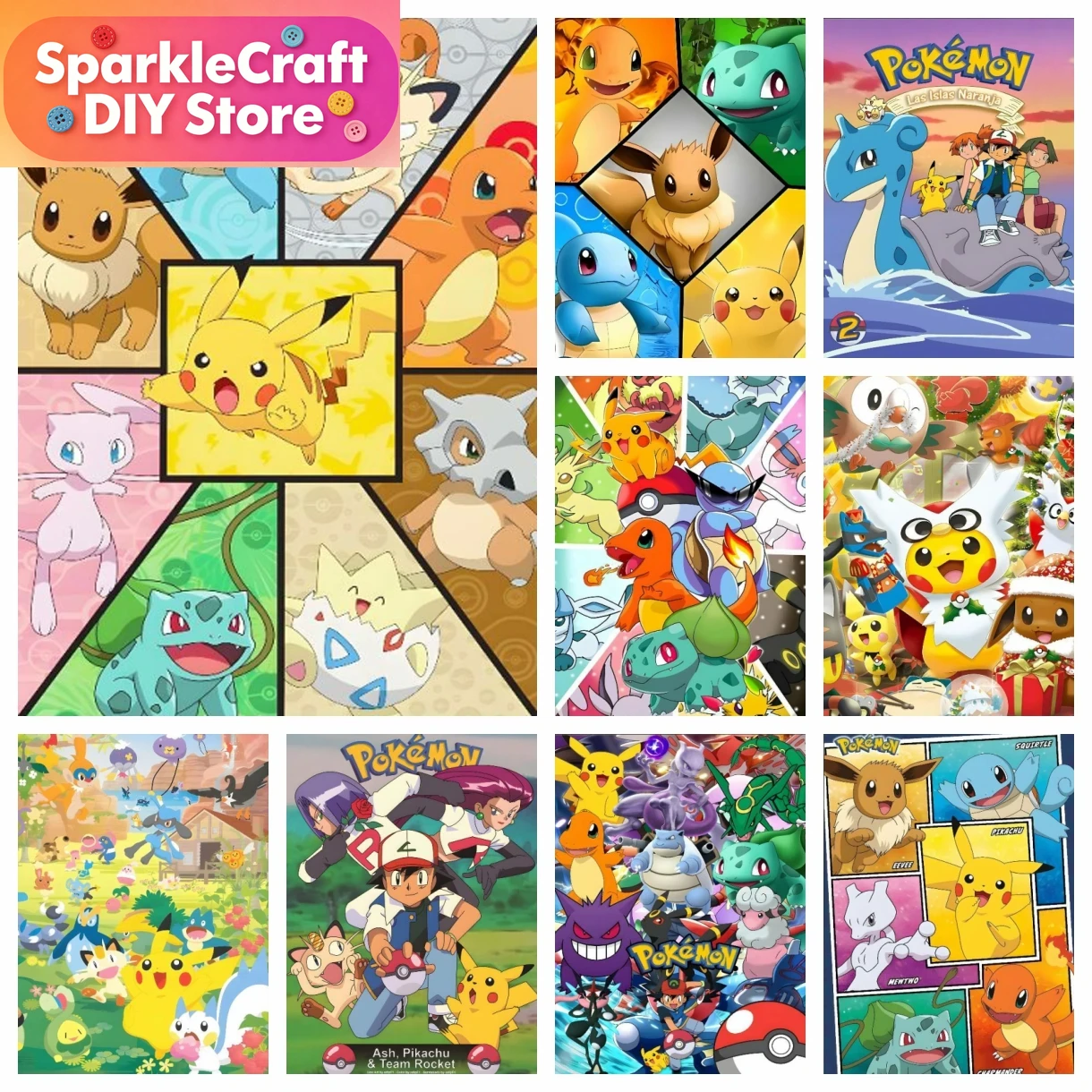 Embroidery H&M - 1pc frameloze Cartoon Pokemon Anime Diamond