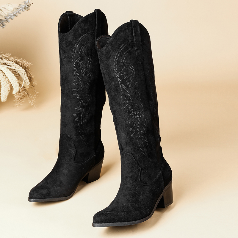 Embroidery Gift - Dames cowboylaarzen met puntige neus, suède
