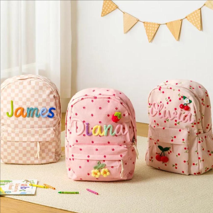 Embroidery Name Designs - Aangepaste schattige rugzak voor kinderen 2025,