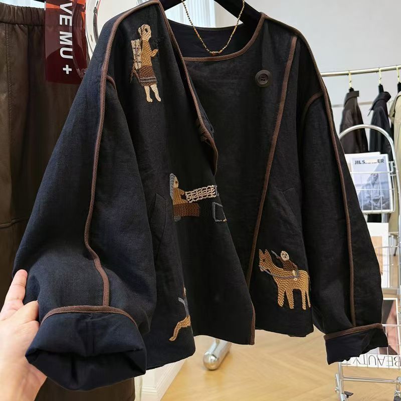 Embroidery Origin - Zwaar geborduurde ronde hals trui voor