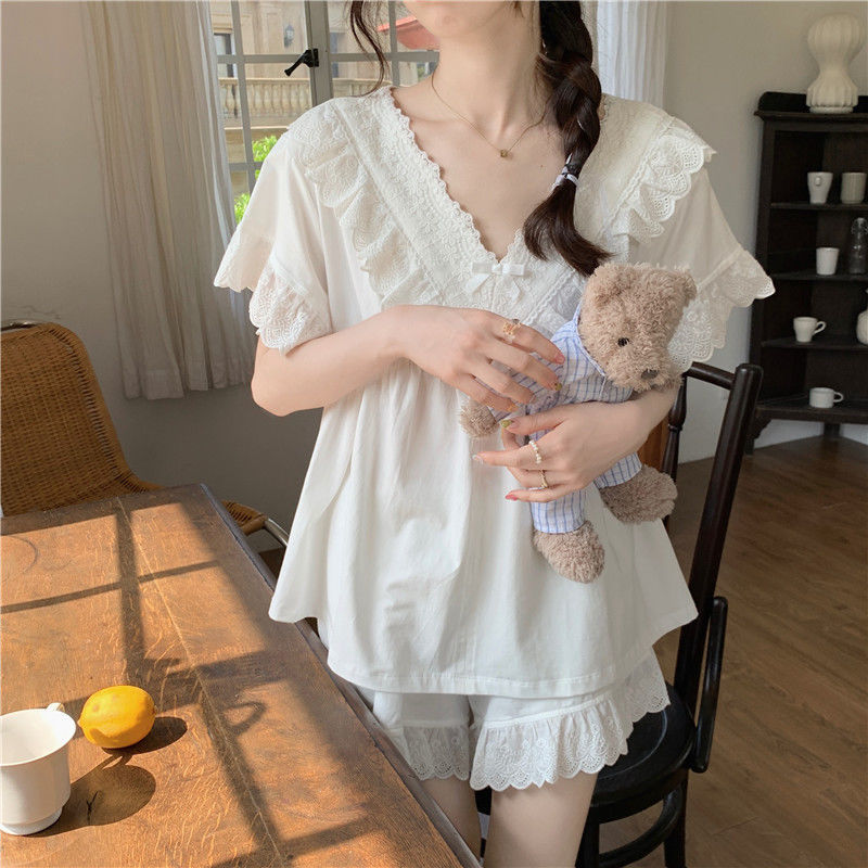 Pyjama Sets Vrouwen Ruches Min - Linen Fabric Natural recensie en prijs
