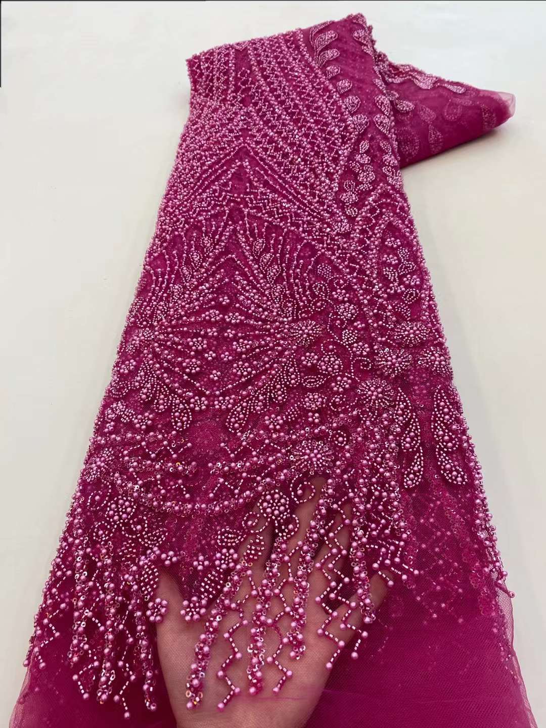 Bruine Kralen Borduurwerk Kant - Embroidery Net Fabric recensie en prijs