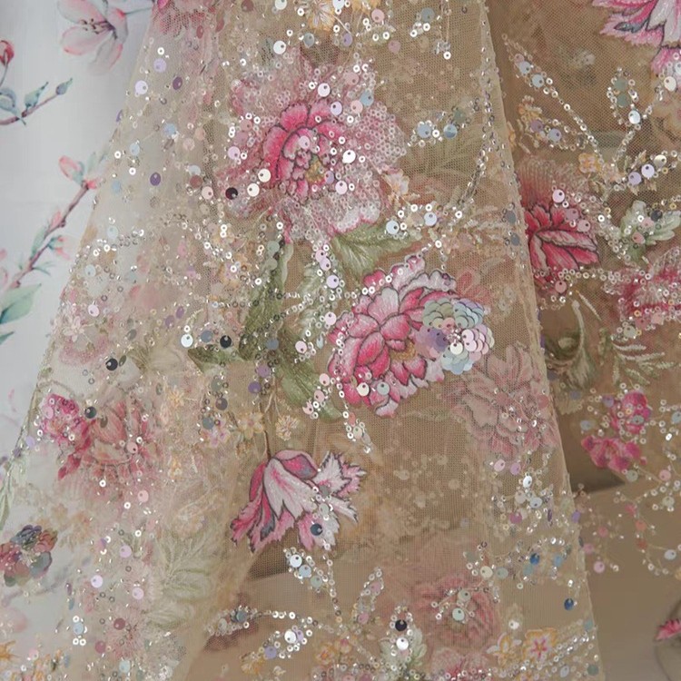 1M 120Cm Breed Luxe Kralen Kan - Embroidery Net Fabric recensie en prijs