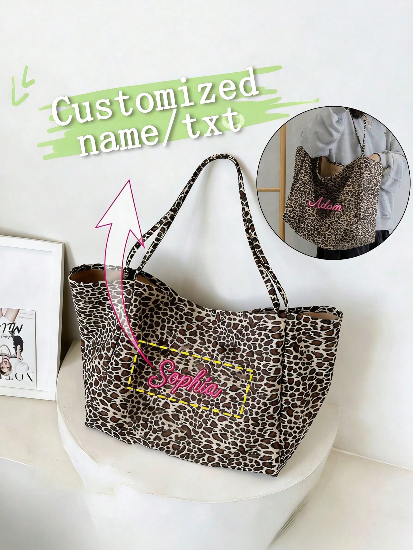 Aangepaste naam luipaardprint  - Embroidery Name recensie en prijs