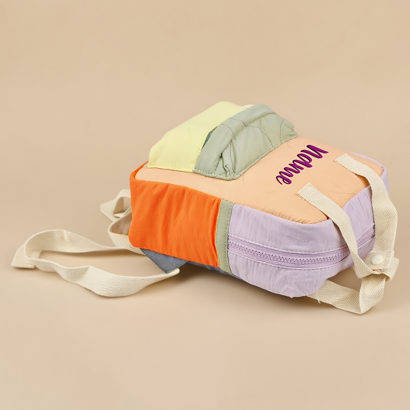 Oranje-gele kleurblokrugzak vo - Embroidery Name recensie en prijs
