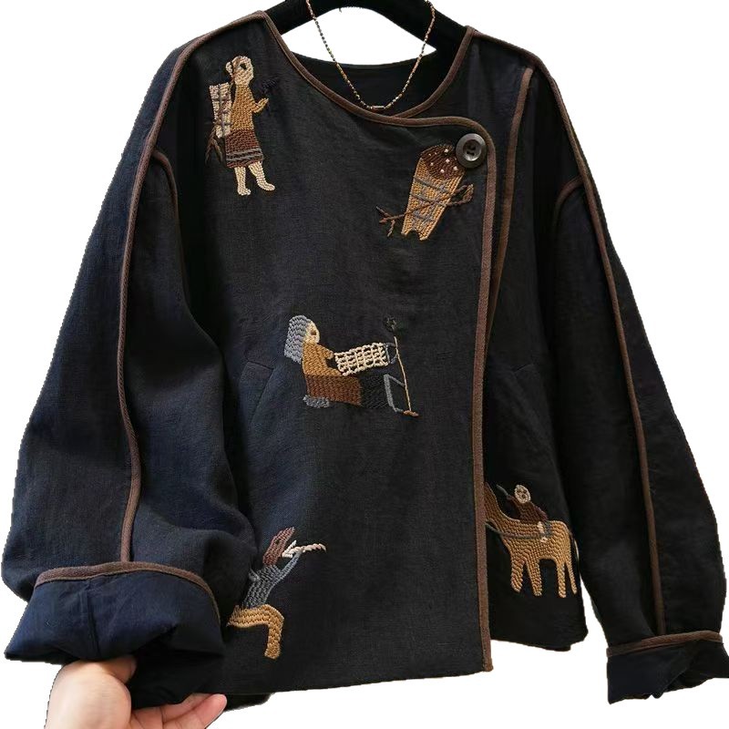 Zwaar geborduurde ronde hals t - Embroidery Origin recensie en prijs